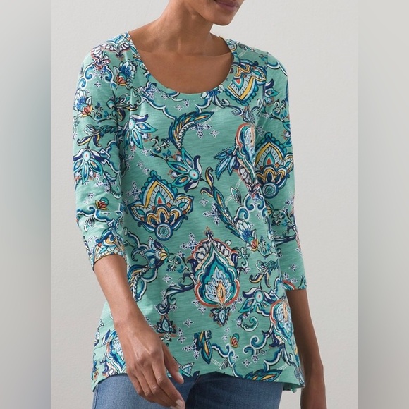 Chico’s Kaleidoscope Crossover Slub Top Size XL - Picture 1 of 11